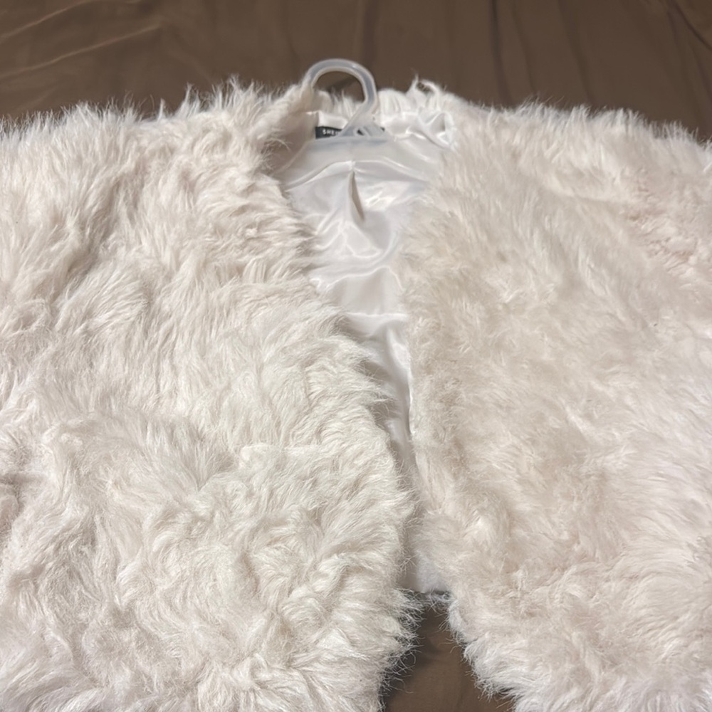 Fuzzy White Faux Fur Jacket
